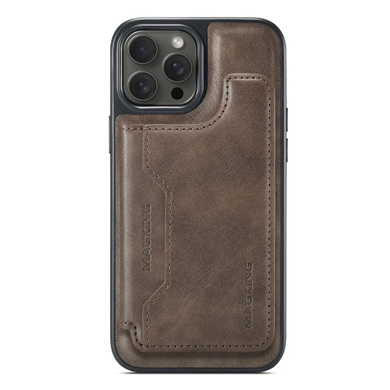 Étui MAGKING K3 Série pour iPhone 13 Pro Max Compatible avec Portefeuille MagSafe PC + TPU + PU - Café