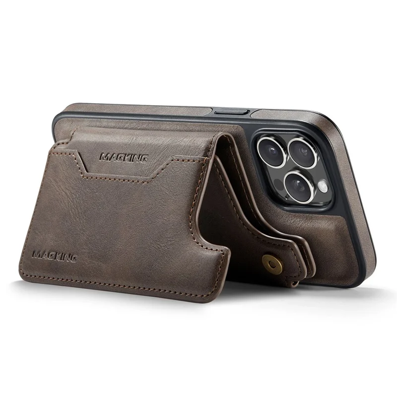 Étui MAGKING K3 Série pour iPhone 13 Pro Max Compatible avec Portefeuille MagSafe PC + TPU + PU - Café