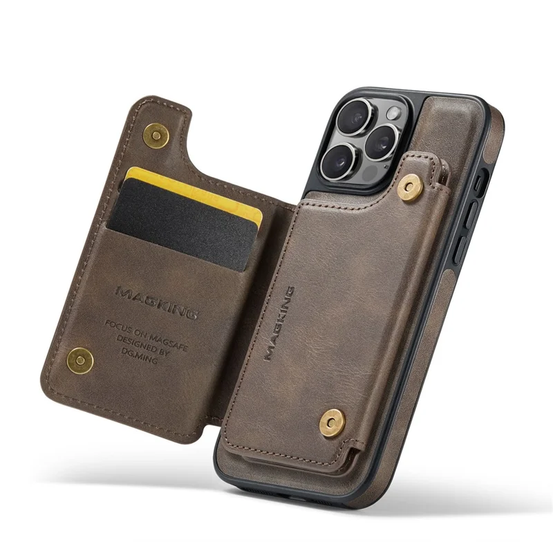 Étui MAGKING K3 Série pour iPhone 13 Pro Max Compatible avec Portefeuille MagSafe PC + TPU + PU - Café