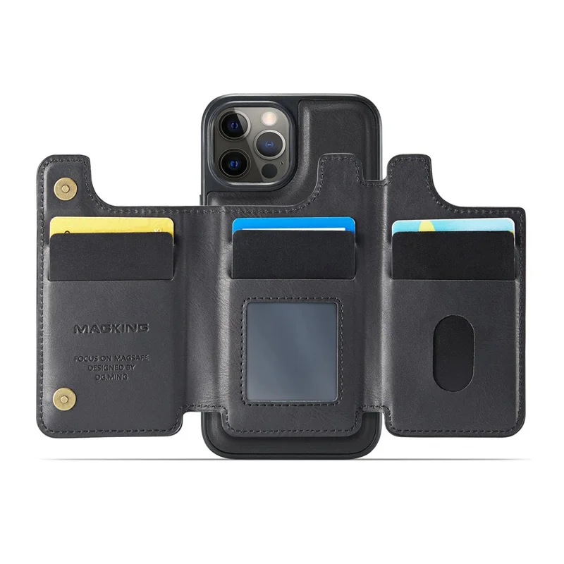 MAGKING K3 Series Чехол для iPhone 12 Pro, совместимый с MagSafe Wallet, PC + TPU + PU - Черный