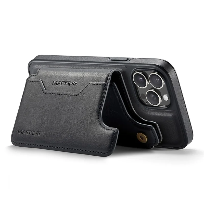 MAGKING K3 Series Чехол для iPhone 12 Pro, совместимый с MagSafe Wallet, PC + TPU + PU - Черный
