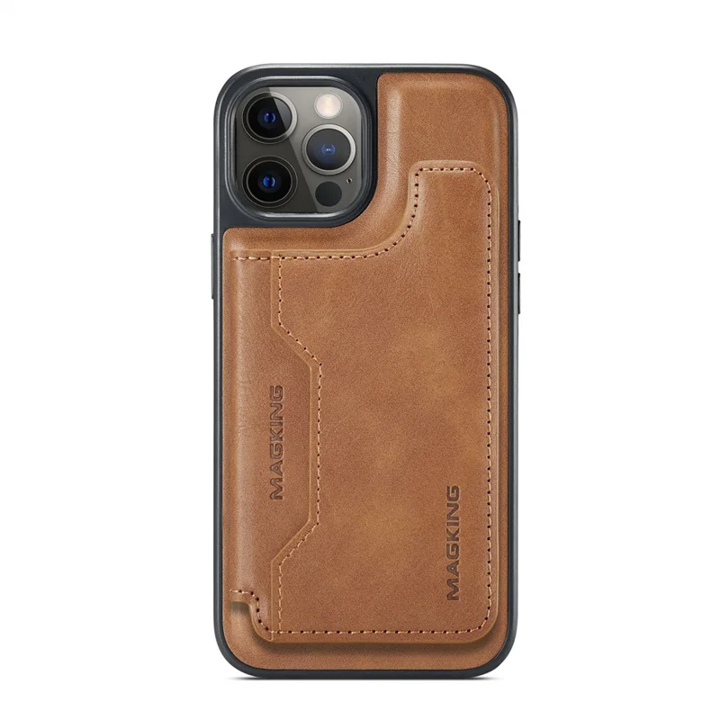 Étui MAGKING K3 Series pour iPhone 12 Pro Max Compatible avec Portefeuille MagSafe, Coque de Téléphone PC + TPU + PU - Marron