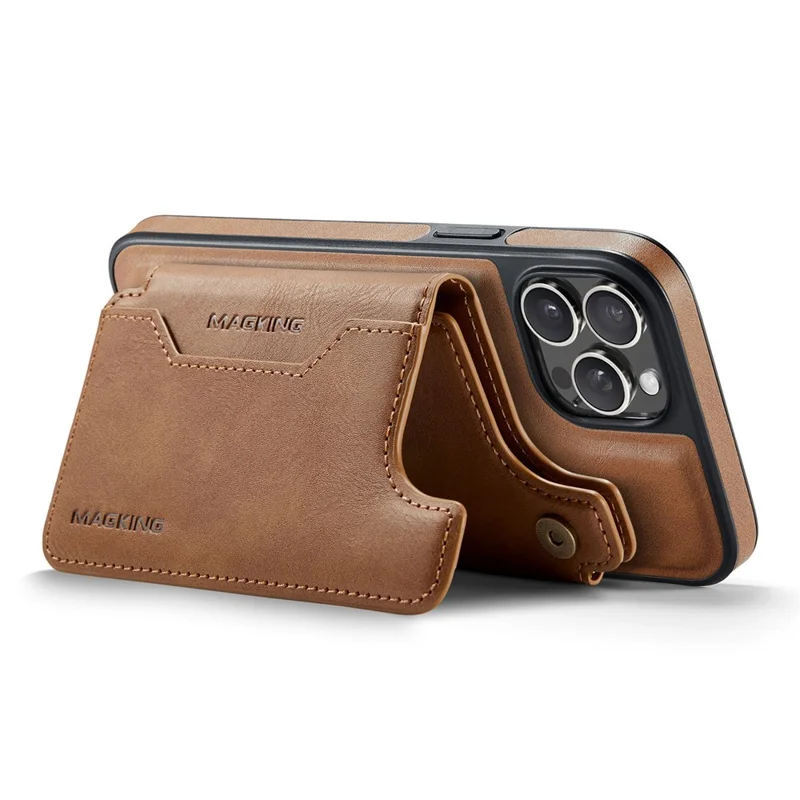 Étui MAGKING K3 Series pour iPhone 12 Pro Max Compatible avec Portefeuille MagSafe, Coque de Téléphone PC + TPU + PU - Marron
