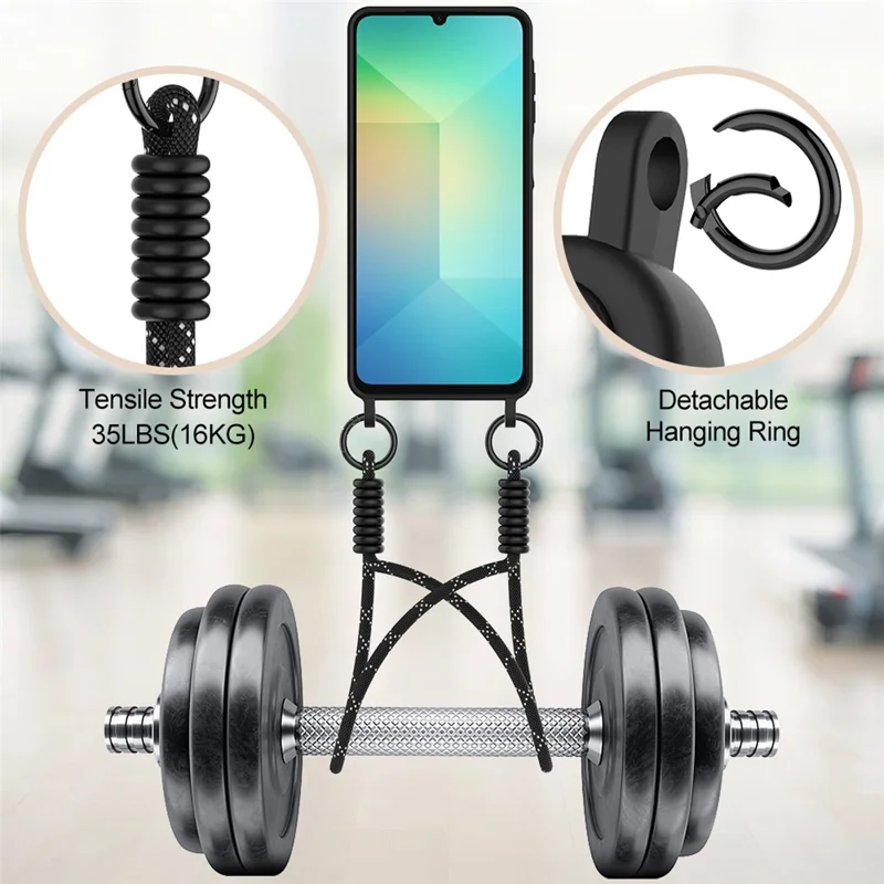 Custodia per Samsung Galaxy A07 5G in silicone liquido con porta carte e tracolla corta - Nero
