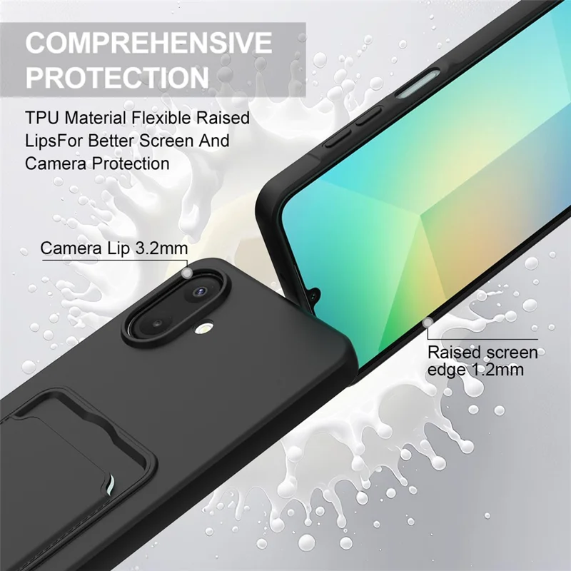 Custodia per Samsung Galaxy A07 5G in silicone liquido con porta carte e tracolla corta - Nero