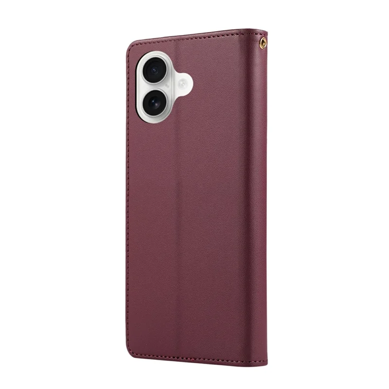 For iPhone 17 Case RFID Blocking Wallet Stand Rhombus Leather Phone Cover with Wrist Strap - Red