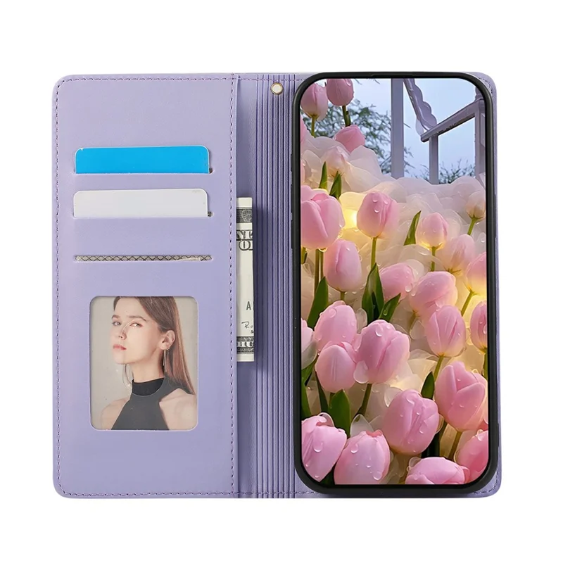 Étui de téléphone pour Honor X60 Pro 5G / X9c 5G / Magic7 Lite 5G Portefeuille Bloquant RFID avec Support et Housse en Cuir Losange avec Dragonne - Violet