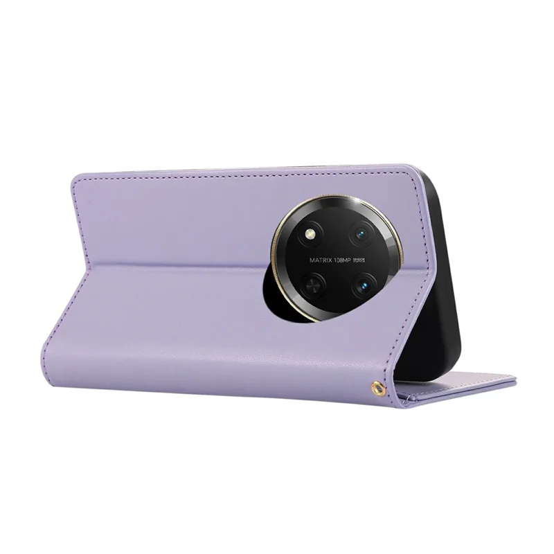Étui de téléphone pour Honor X60 Pro 5G / X9c 5G / Magic7 Lite 5G Portefeuille Bloquant RFID avec Support et Housse en Cuir Losange avec Dragonne - Violet