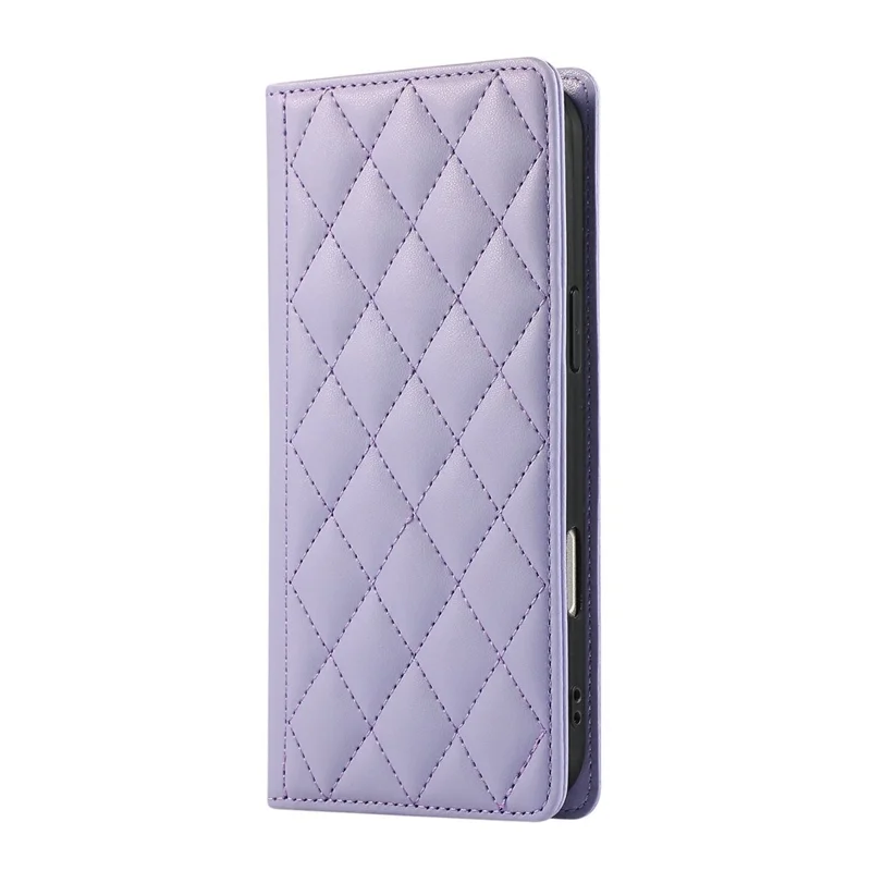 Étui de téléphone pour Honor X60 Pro 5G / X9c 5G / Magic7 Lite 5G Portefeuille Bloquant RFID avec Support et Housse en Cuir Losange avec Dragonne - Violet