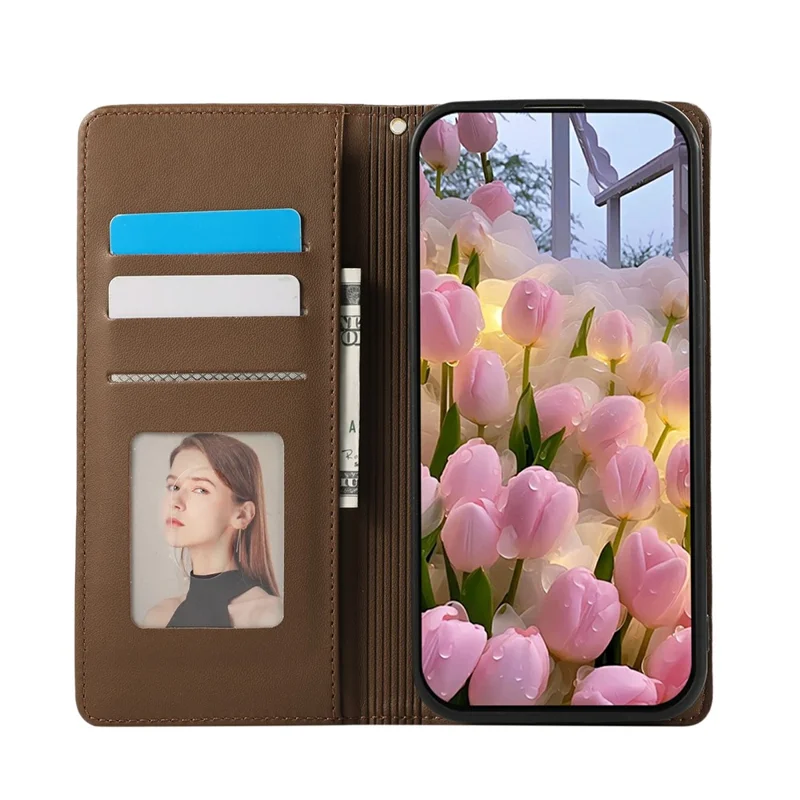 Phone Case For Honor X60 Pro 5G / X9c 5G / Magic7 Lite 5G RFID Blocking Wallet Stand Rhombus Leather Cover with Wrist Strap - Brown