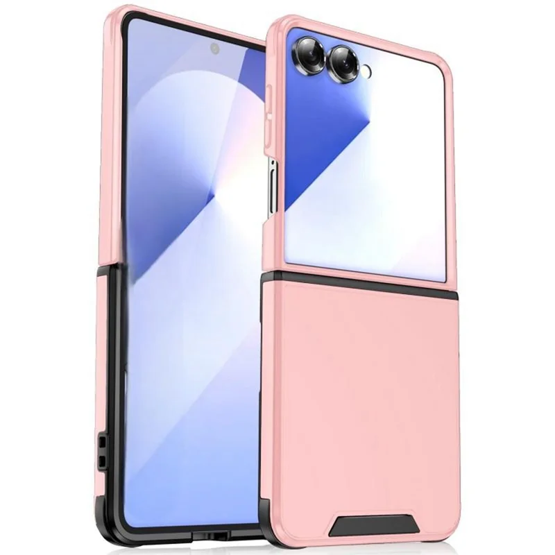 WANLONFENG LHZ Series For Samsung Galaxy Z Flip7 5G Case Shockproof PC TPU Phone Cover (Big Lens Hole) - Pink