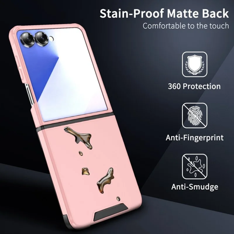 WANLONFENG LHZ Series For Samsung Galaxy Z Flip7 5G Case Shockproof PC TPU Phone Cover (Big Lens Hole) - Pink