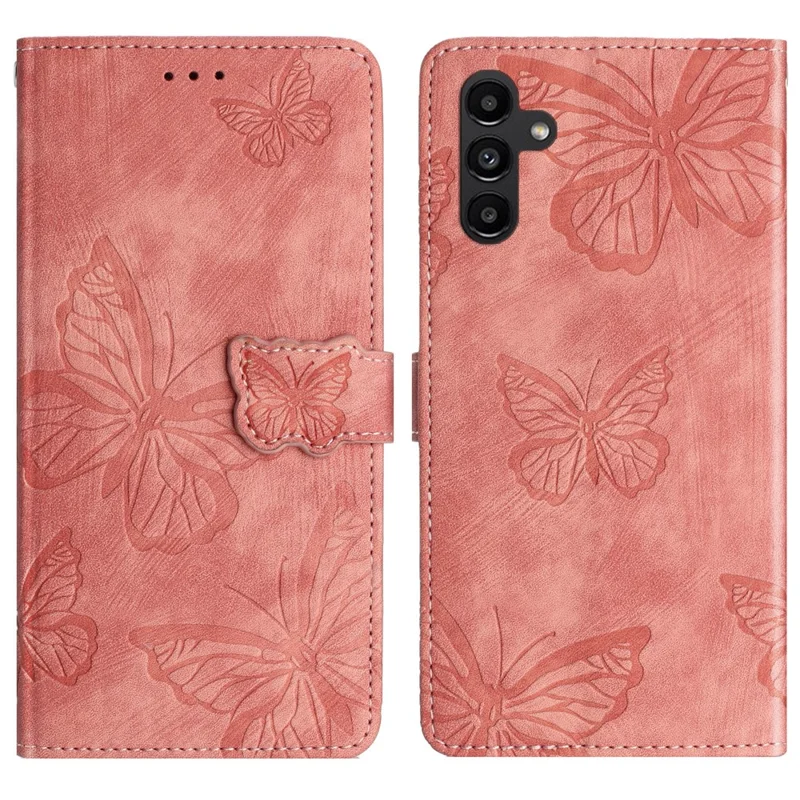 For Samsung Galaxy S25 FE Case Butterfly Design Flip Wallet Leather Phone Cover Skin-Touch - Pink
