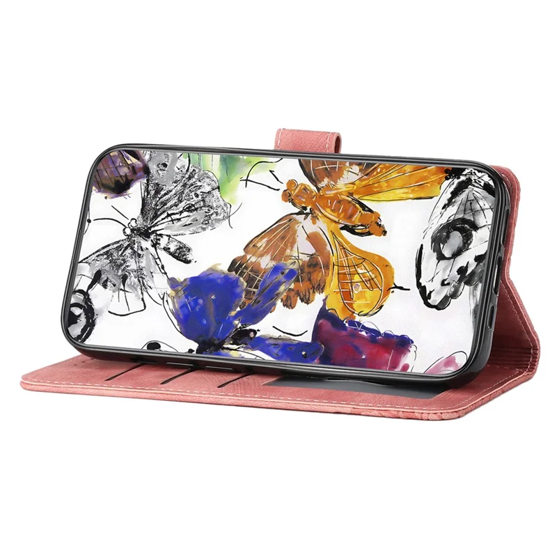 For Samsung Galaxy S25 FE Case Butterfly Design Flip Wallet Leather Phone Cover Skin-Touch - Pink