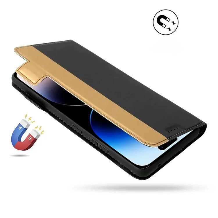 Per Iphone 14 Pro Drop-a Prova di Goccia Magnetica PU Peth Cheet Thephint Cool Cool Cool Couro Stand Coperchio Anti-scratch - Nero