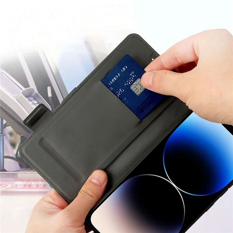 Per Iphone 14 Pro Drop-a Prova di Goccia Magnetica PU Peth Cheet Thephint Cool Cool Cool Couro Stand Coperchio Anti-scratch - Nero