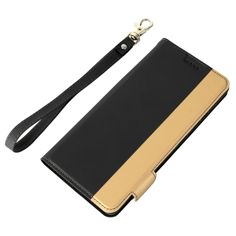 Anti-scratch PU Leather Phone Case For iPhone 14 Pro Max, Contrast Color Card Holder Magnetic Clasp Phone Cover with Stand - Black