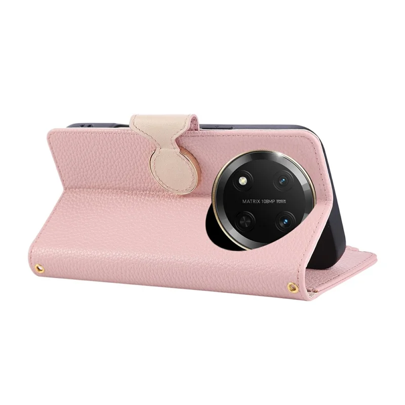 Phone Case For Honor X60 Pro 5G / X9c 5G / Magic7 Lite 5G Zipper Wallet Leather Cover with Wrist Strap - Pink