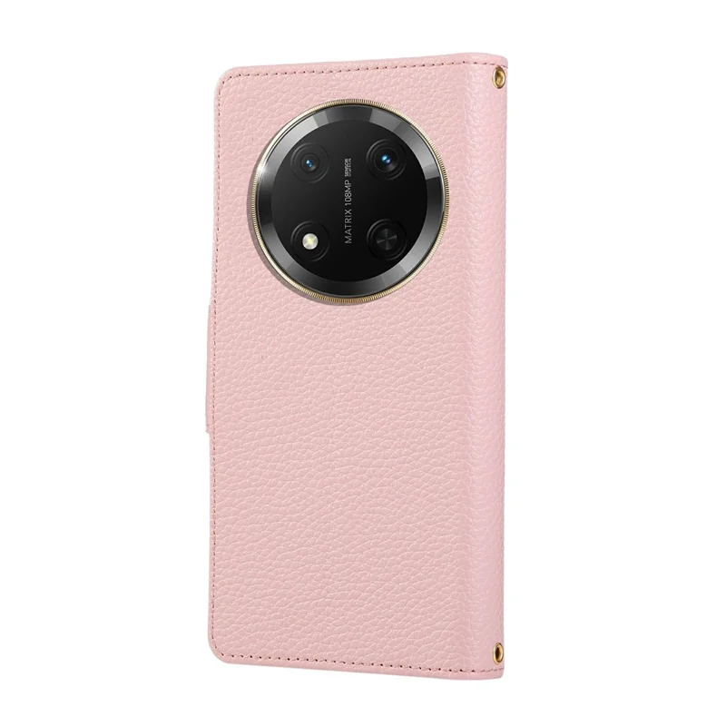 Phone Case For Honor X60 Pro 5G / X9c 5G / Magic7 Lite 5G Zipper Wallet Leather Cover with Wrist Strap - Pink
