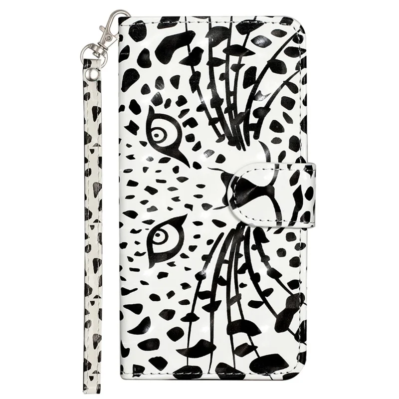 For iPhone 17 Wallet Case 3D Pattern Printed Leather Phone Cover with Strap - Leopard Head