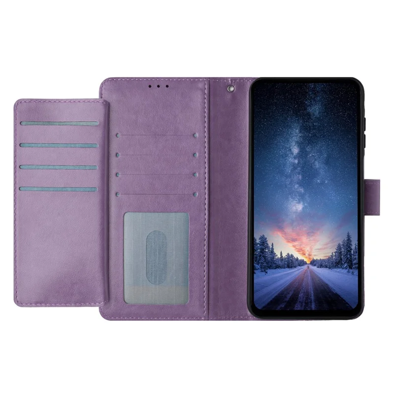For iPhone 17 Pro Wallet Phone Case Stand PU Leather Folio Flip Cover with 8 Card Slot - Purple