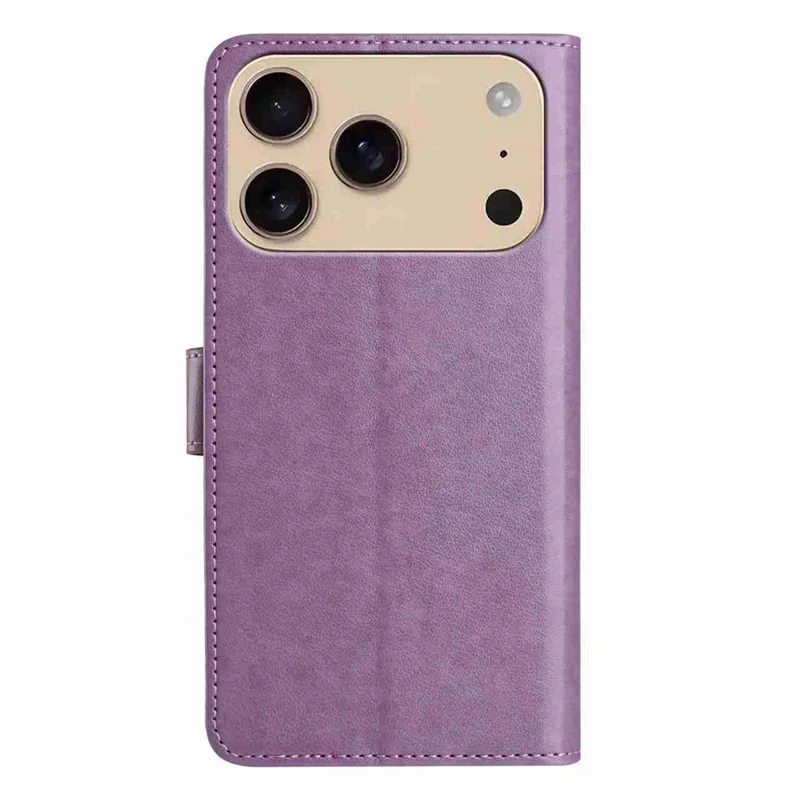 For iPhone 17 Pro Wallet Phone Case Stand PU Leather Folio Flip Cover with 8 Card Slot - Purple
