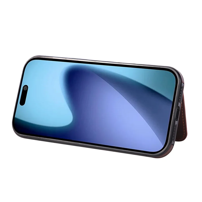 For iPhone Air Case Card Holder Kickstand PU Leather + TPU Phone Cover - Coffee