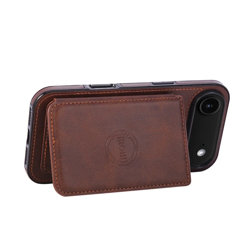 For iPhone Air Case Card Holder Kickstand PU Leather + TPU Phone Cover - Coffee