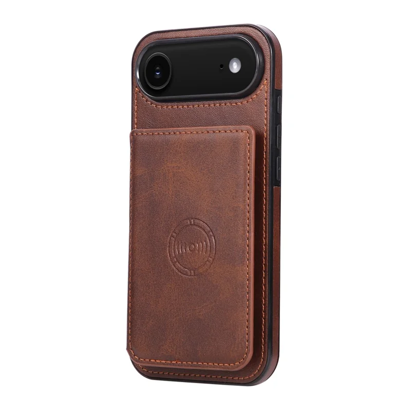 For iPhone Air Case Card Holder Kickstand PU Leather + TPU Phone Cover - Coffee