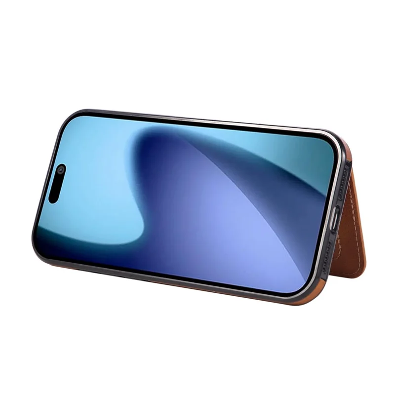 For iPhone 18 Pro Max / 17 Pro Max Case Card Holder Kickstand PU Leather + TPU Phone Cover - Brown