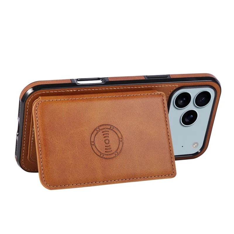 For iPhone 18 Pro Max / 17 Pro Max Case Card Holder Kickstand PU Leather + TPU Phone Cover - Brown