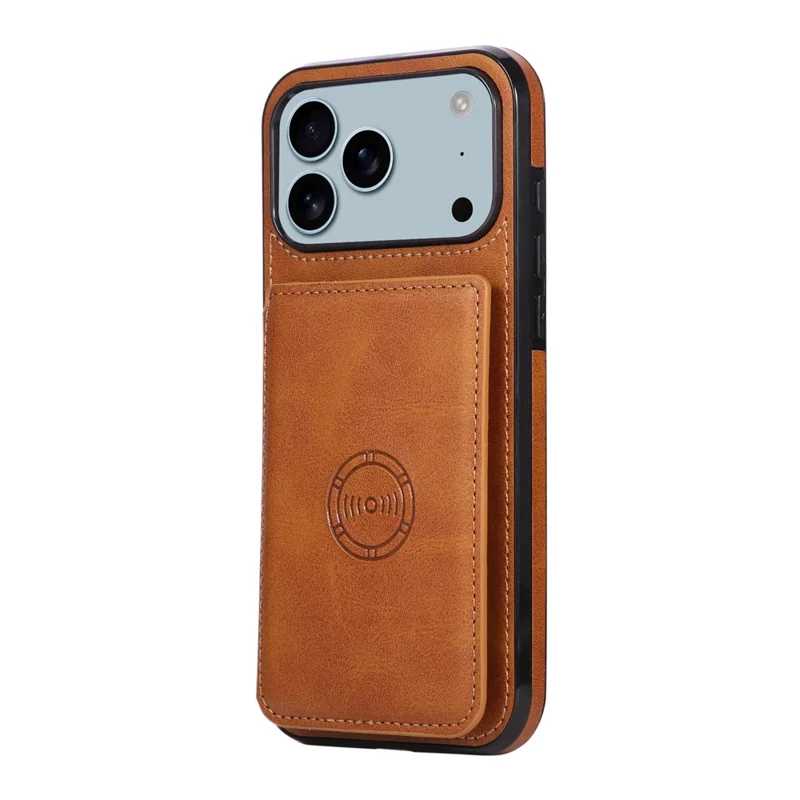 For iPhone 18 Pro Max / 17 Pro Max Case Card Holder Kickstand PU Leather + TPU Phone Cover - Brown
