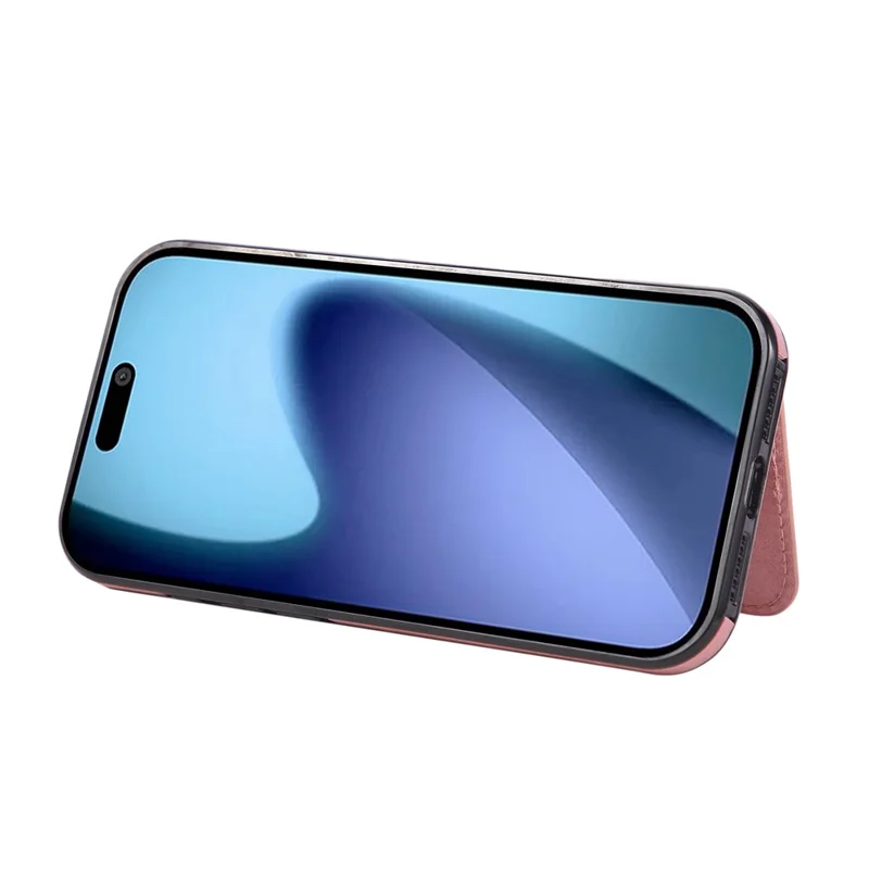 Voor iPhone 17 Pro Max hoesje met kaarthouder en standaard PU-leer + TPU telefoonhoes - Roze goud