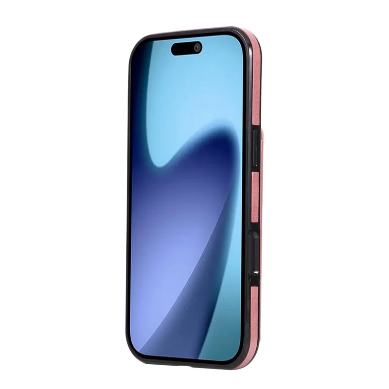 Voor iPhone 17 Pro Max hoesje met kaarthouder en standaard PU-leer + TPU telefoonhoes - Roze goud