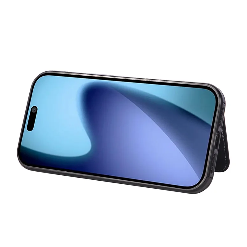 For iPhone 18 Pro / 17 Pro Case Card Holder Kickstand PU Leather + TPU Phone Cover - Black