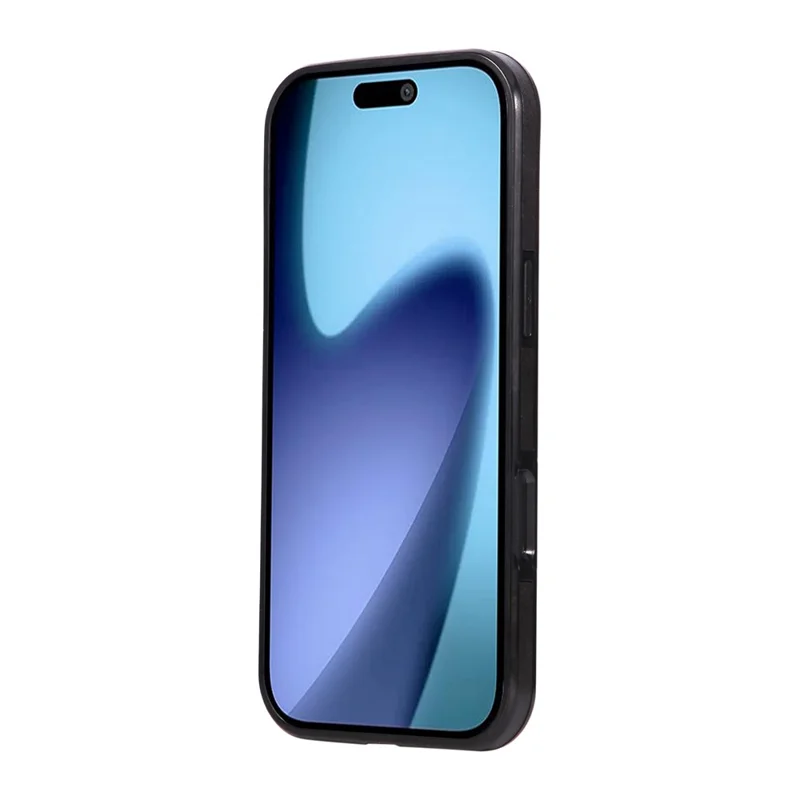 For iPhone 18 Pro / 17 Pro Case Card Holder Kickstand PU Leather + TPU Phone Cover - Black