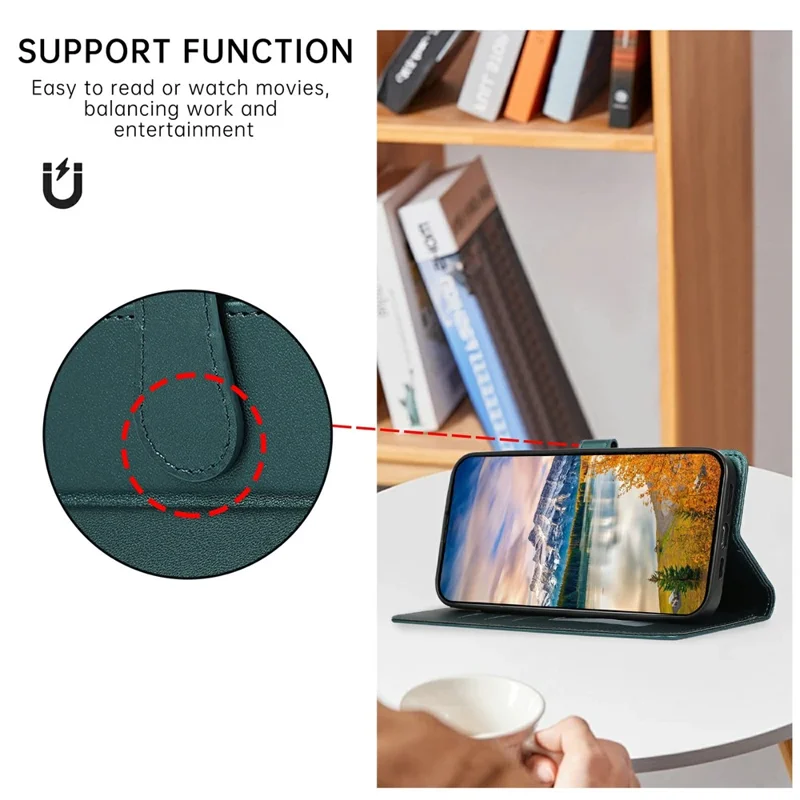 For iPhone 16 Case 3D Rhombus Grid Imprinted Wallet Leather Phone Cover with Lanyard - Green