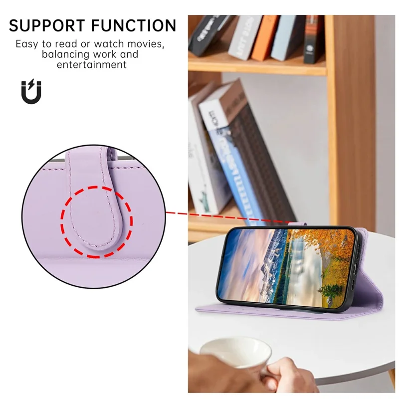 For iPhone Air Case 3D Rhombus Grid Imprinted Wallet Leather Phone Cover with Lanyard - Purple