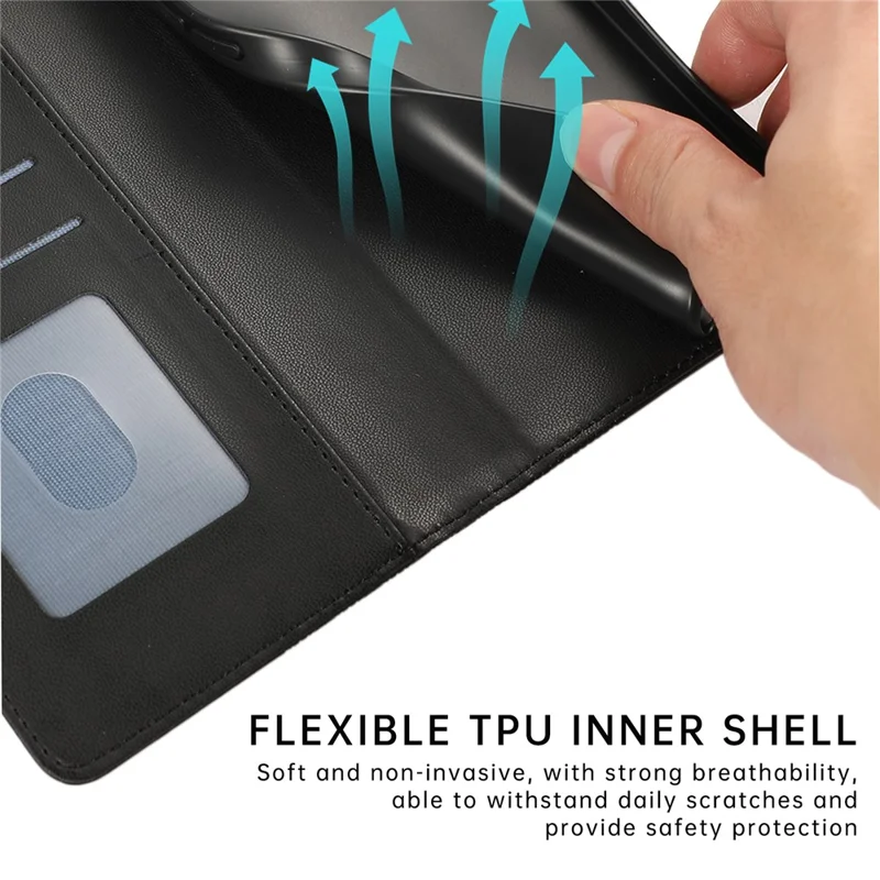 Étui en cuir pour Samsung Galaxy A17 / A26 5G / A16 5G / A16 4G avec motif géométrique en losange, pochette pour téléphone avec dragonne - Noir