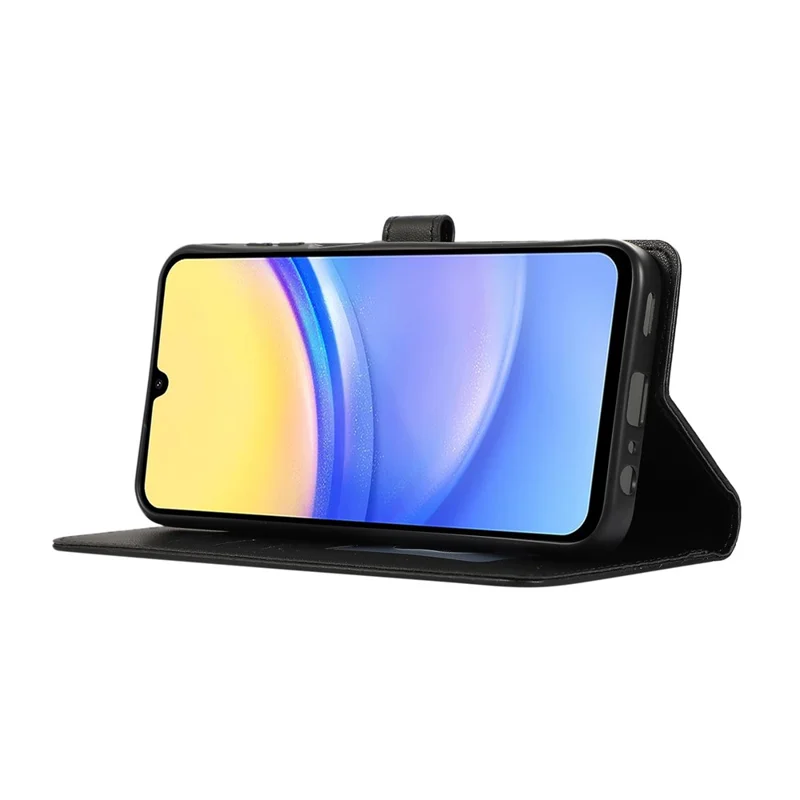 Étui en cuir pour Samsung Galaxy A17 / A26 5G / A16 5G / A16 4G avec motif géométrique en losange, pochette pour téléphone avec dragonne - Noir