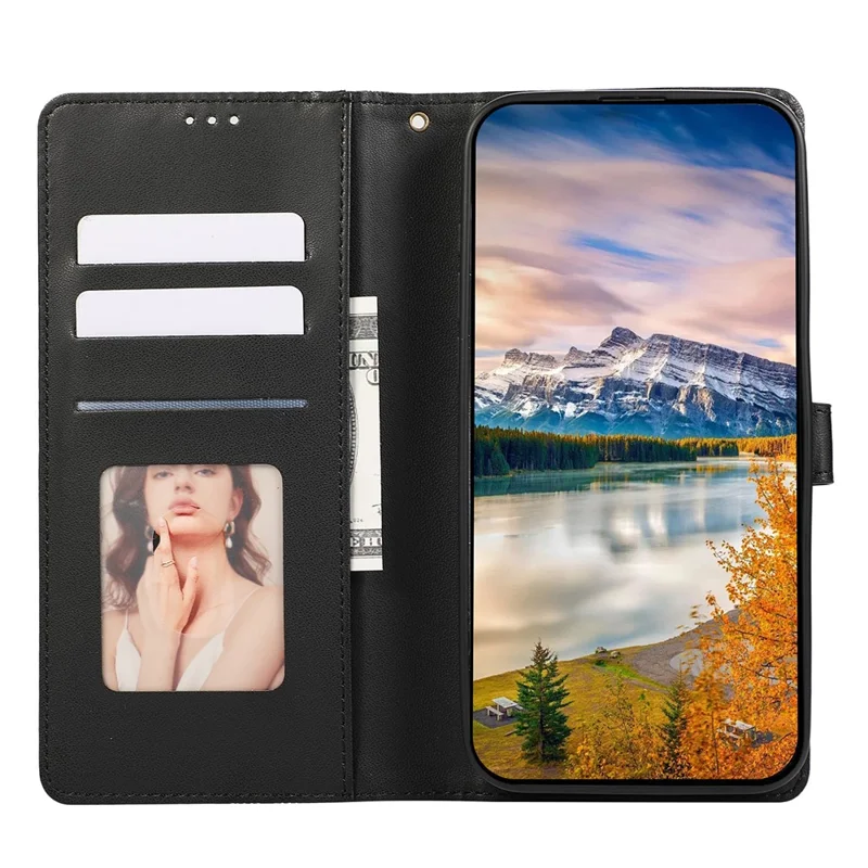 Leather Case For Google Pixel 10 Pro  /  10  /  9 Pro  /  9 3D Rhombus Grid Imprinted Wallet Phone Cover with Lanyard - Black