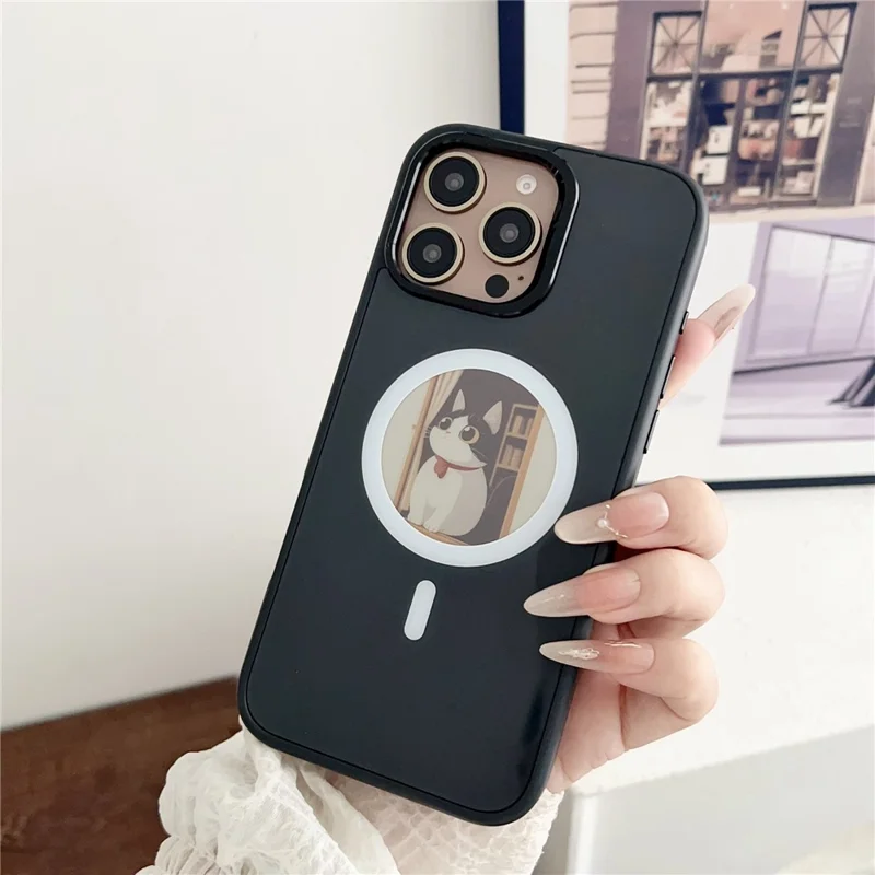 For iPhone 16 Pro Max Magnetic Case 4 Colors NFC DIY Customized Round Screen Smart E-Ink Phone Cover