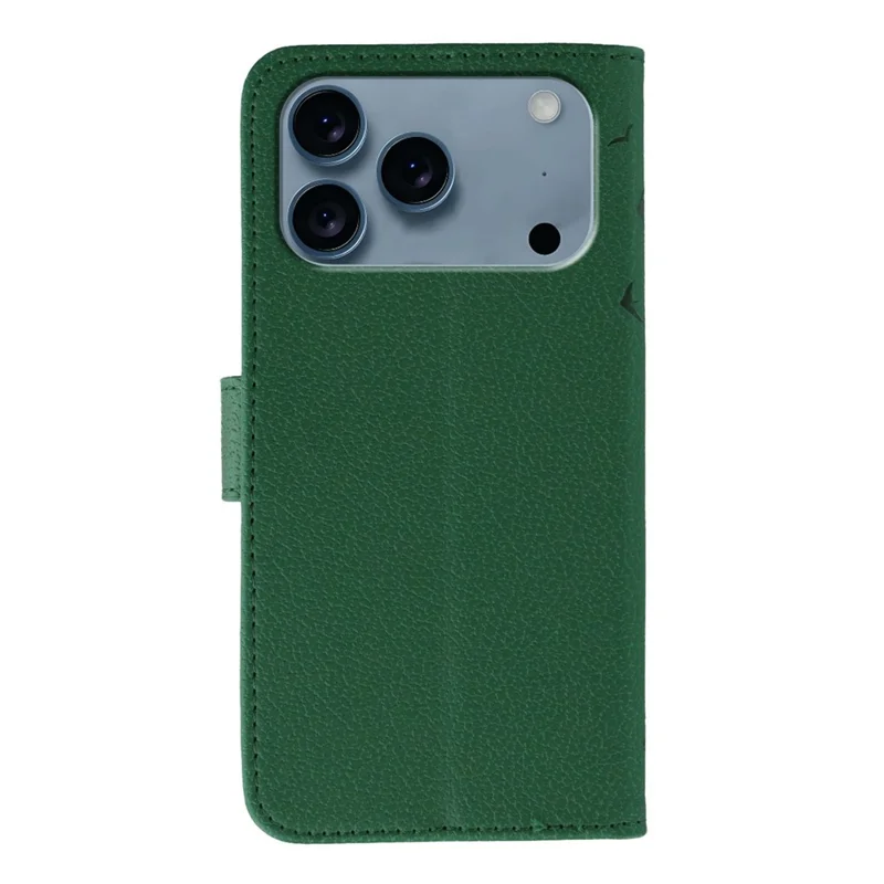 Voor iPhone 17 Pro-hoesje Veerprint PU-leer portemonnee telefoonhoes - Groen