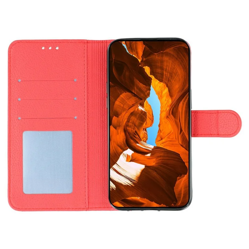 For Honor X6c 4G Case Feather Imprint PU Leather Wallet Phone Cover - Red