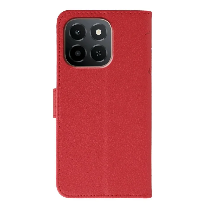 For Honor X6c 4G Case Feather Imprint PU Leather Wallet Phone Cover - Red