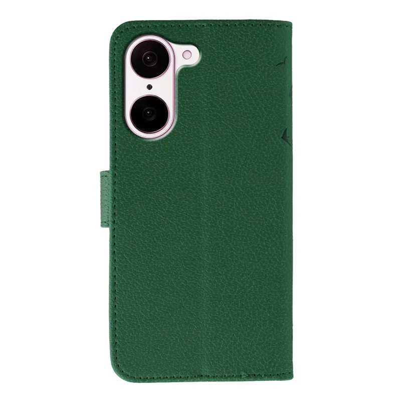 Funda de cuero PU con estampado de pluma para OnePlus Nord CE5 5G / Ace 5 Racing 5G - Verde