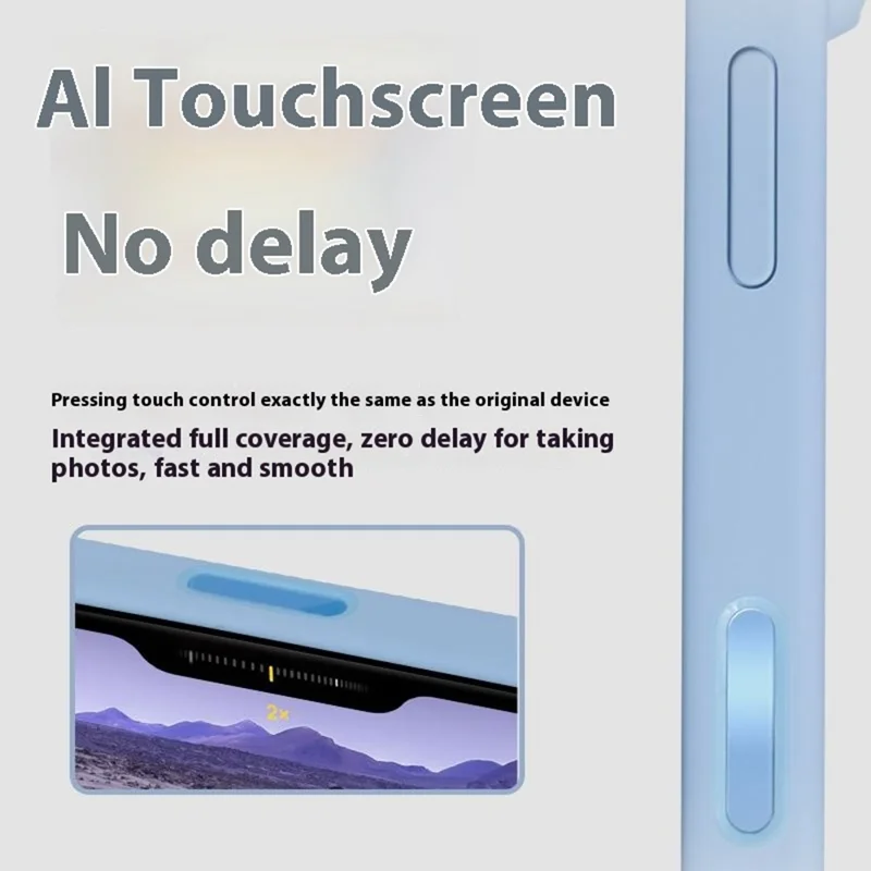 For iPhone 16 Pro Max Magnetic Case AI Button Liquid Silicone Phone Back Cover with Lens Film - Baby Blue