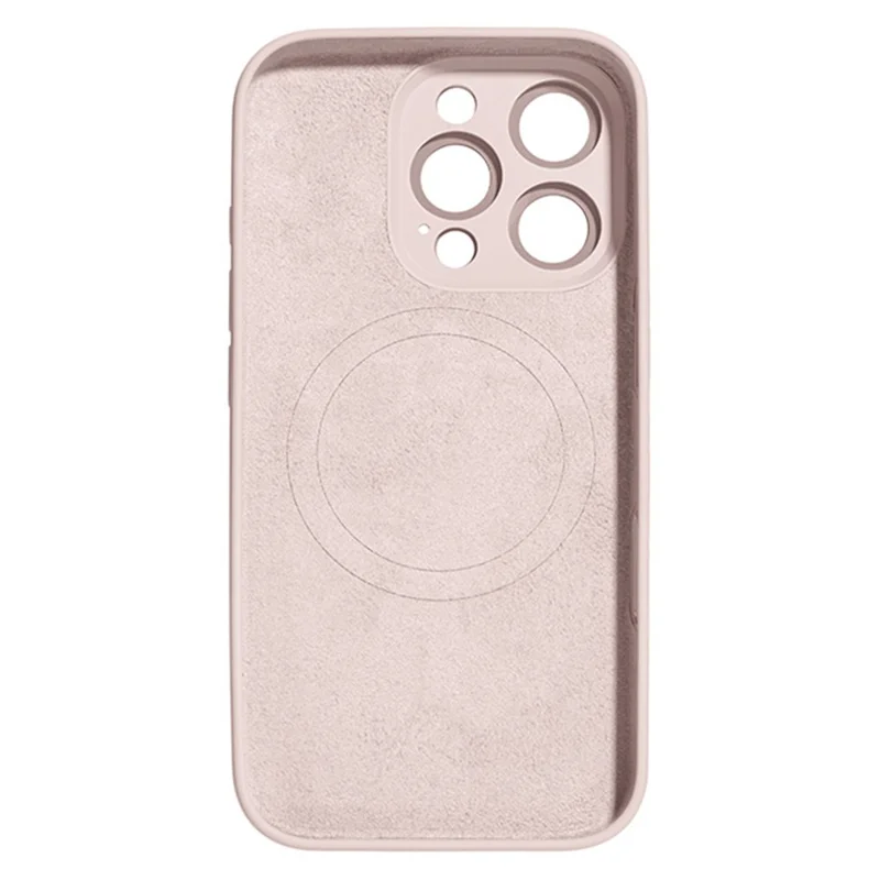 For iPhone 16 Pro Max Magnetic Case AI Button Liquid Silicone Phone Back Cover with Lens Film - Pink