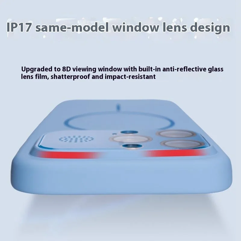 For iPhone 16 Pro Magnetic Case AI Button Liquid Silicone Phone Back Cover with Lens Film - Baby Blue