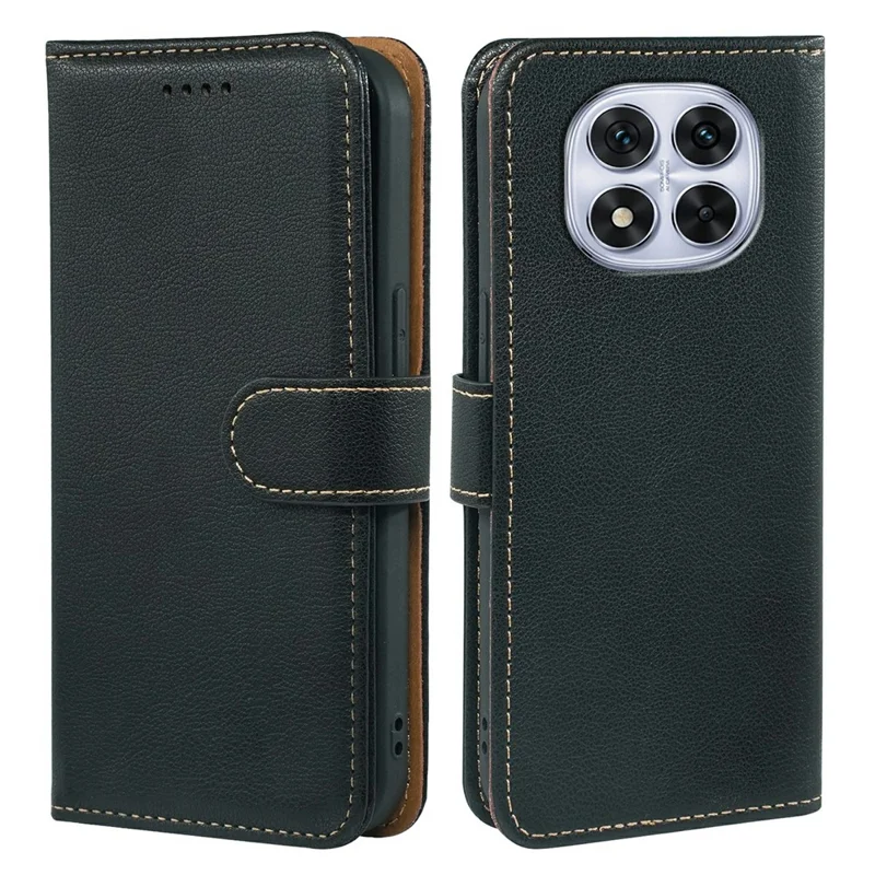 For Xiaomi Redmi Note 14 Pro 5G  /  Poco X7 5G Case RFID Blocking Wallet Litchi Texture Leather Phone Cover Magnetic Clasp - Black